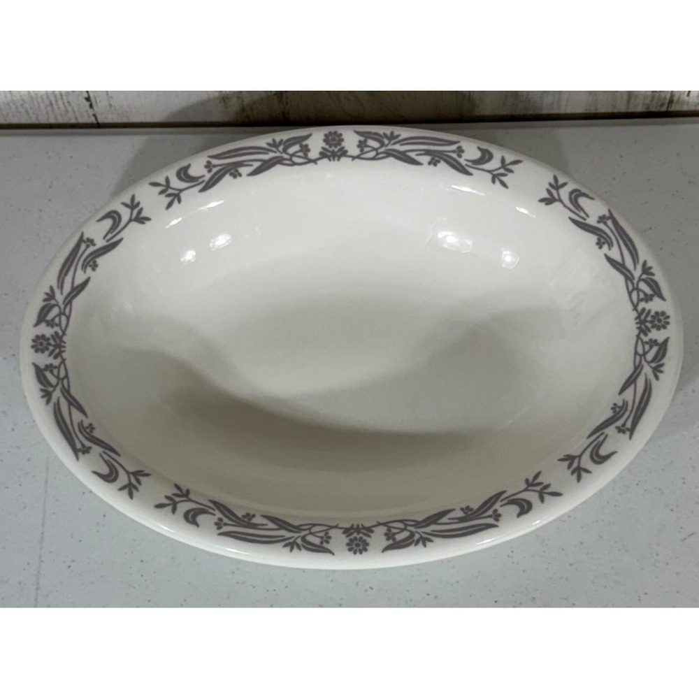 Homer Laughlin Best China Impact Gray Oval Vegetable Bowl Floral Garland USA